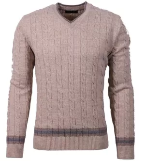 Pull col v beige