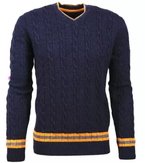 Pull col v bleu